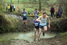 Andrew Wiles (New Marske) leads from 304 Peter Newton, Lewis Timmins (both Morpeth) and 259 Carl Smith through the water during the 2012 North East Championships, Summerhill Country Park, Hartlepool.